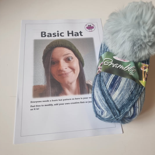 Hat Kit DK bramble Blueberry Light Blue pompom xxx